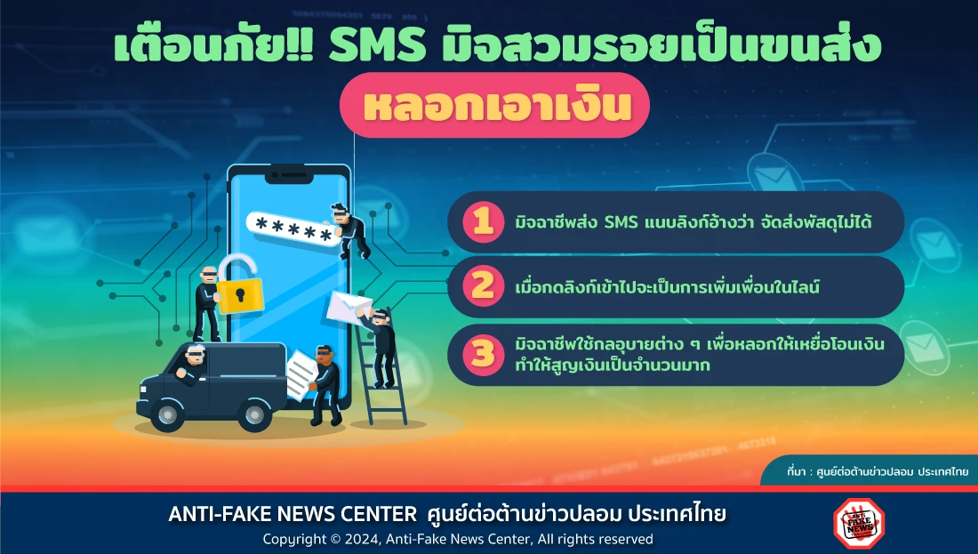 เตือนภัย!! SMS มิจสวมรอยเป็นขนส่ง หลอกเอาเงิน